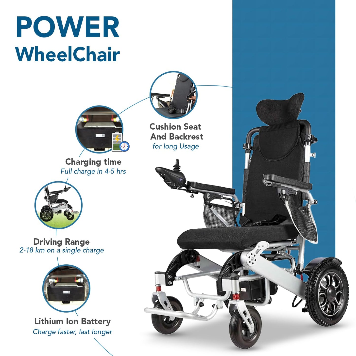 Astor Lite Pro Lightweight Foldable Automatic Reclining Power Wheelchair