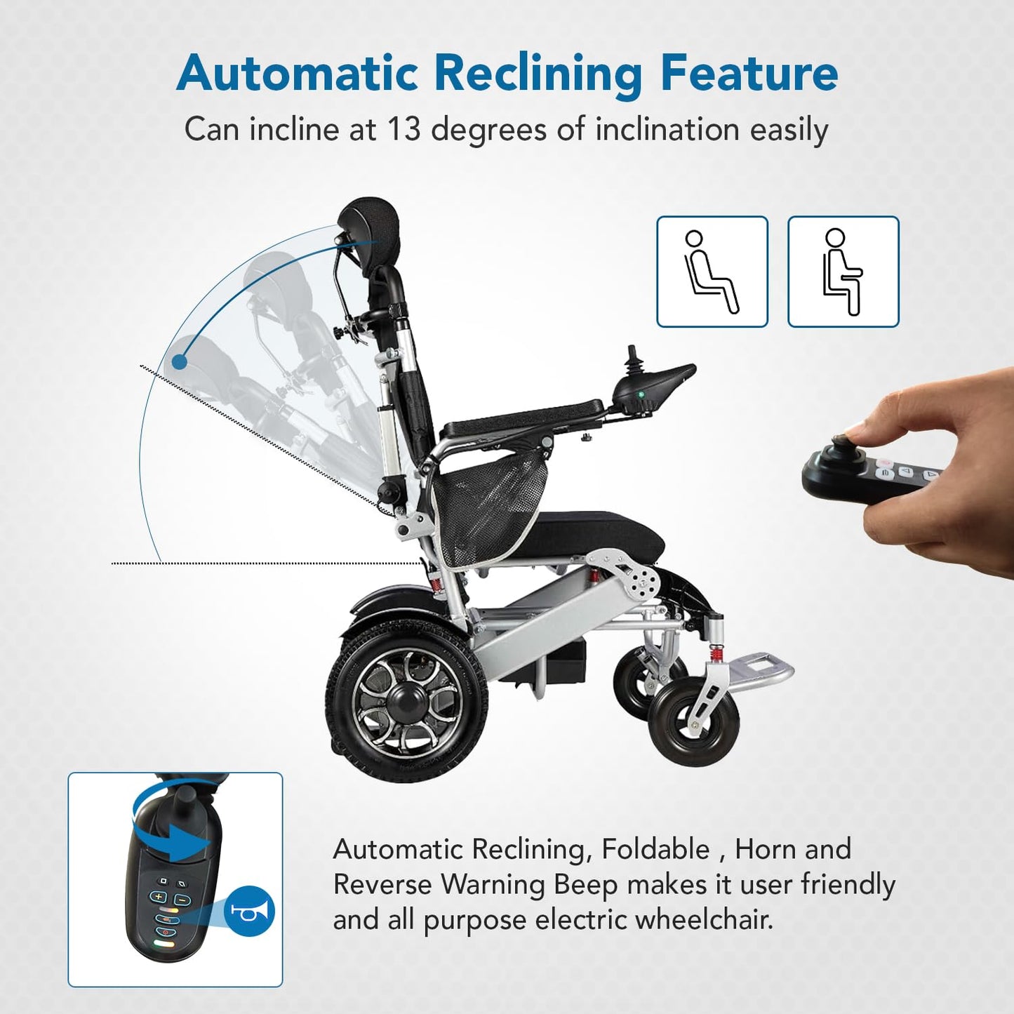Astor Lite Pro Lightweight Foldable Automatic Reclining Power Wheelchair